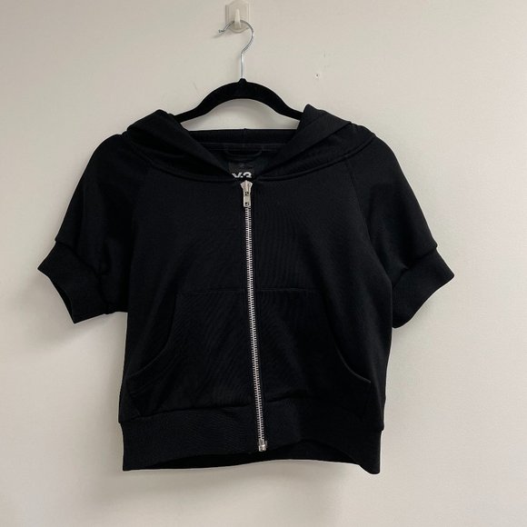 adidas Sweaters - Adidas Y3 Yohji Yamamoto Short Sleeve Black Hoodie
